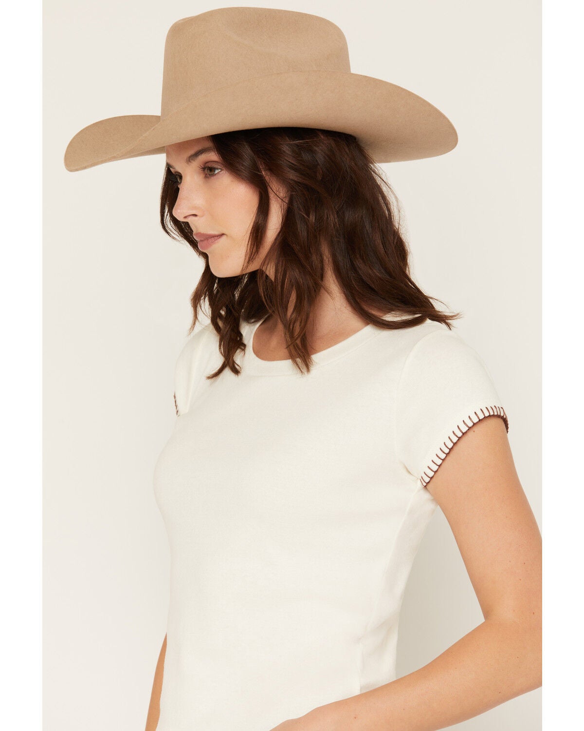 Image #2 - Cleo + Wolf Women's Whip Stitch Baby Tee, Ivory, hi-res