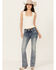 Image #3 - Grace In LA Women's Medium Wash Dreamcatcher Sequin Bootcut Stretch Denim Jeans , Medium Wash, hi-res