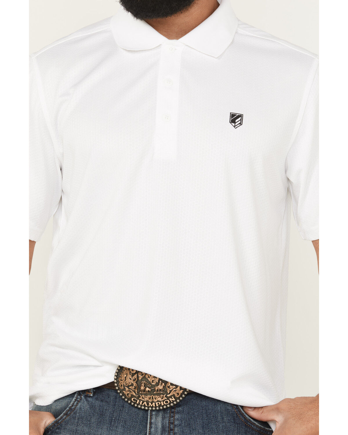 Image #3 - RANK 45® Men's Pickup Dobby Geo Print Short Sleeve Button-Down Polo, White, hi-res