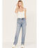 Image #1 - Cleo + Wolf Women's Medium Wash Short Straight Cuffed Jeans, Medium Wash, hi-res