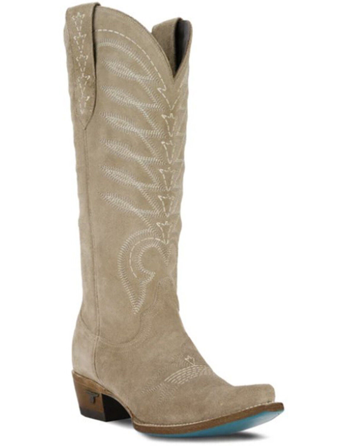Image #1 - Lane Women's Squash Blossom Suede Tall Western Boots - Snip Toe, Coffee, hi-res