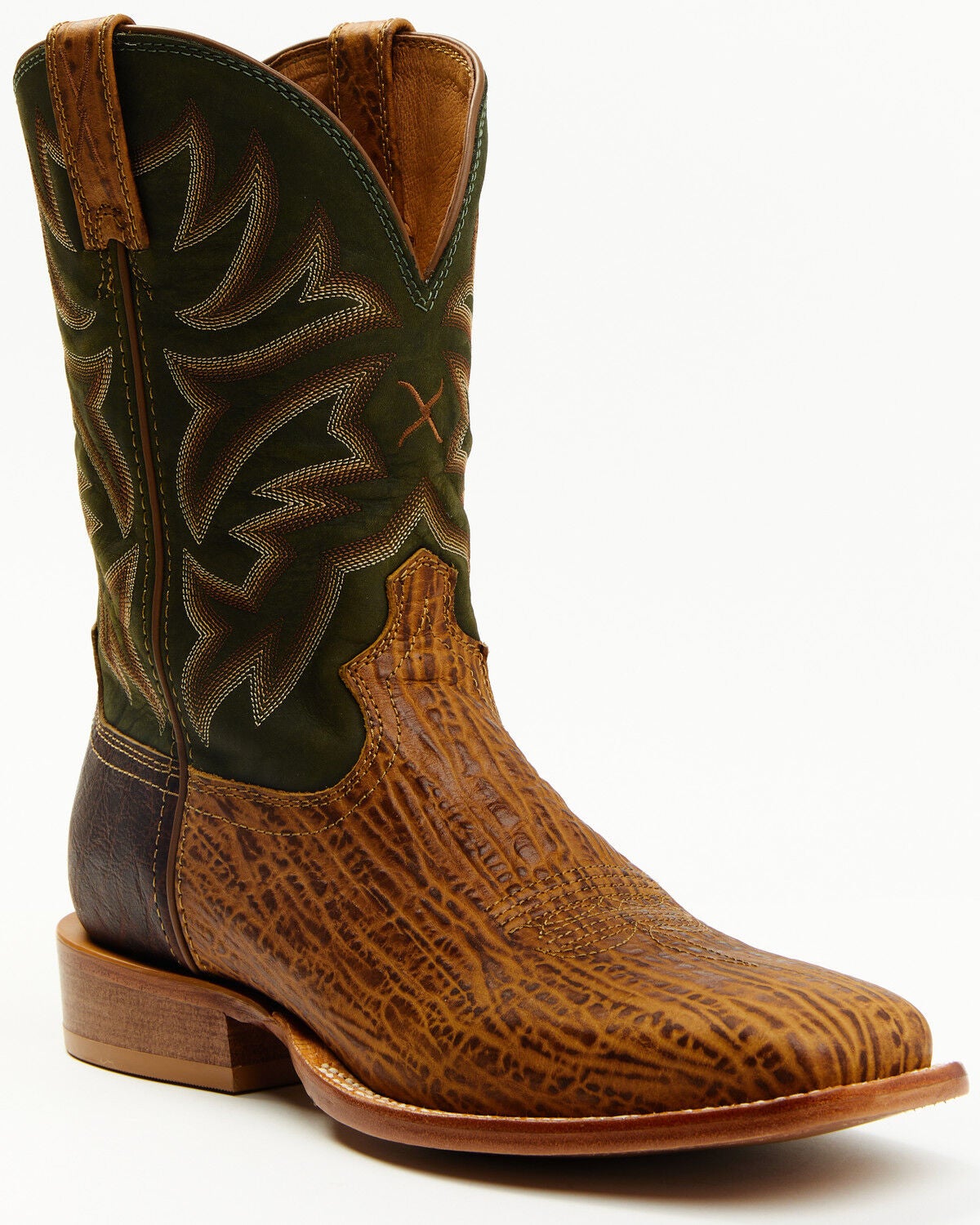 Twisted X Men's 11" Tech Western Boots - Broad Square Toe, Olive, hi-res