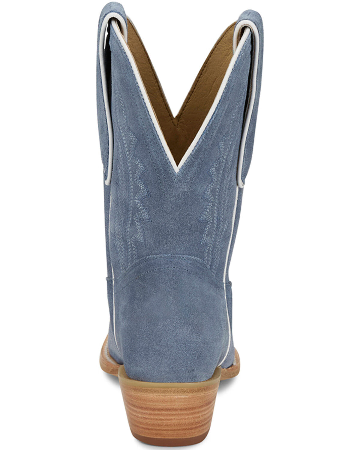 Image #5 - Tony Lama Women's Lea Suede Western Booties - Snip Toe, Light Blue, hi-res