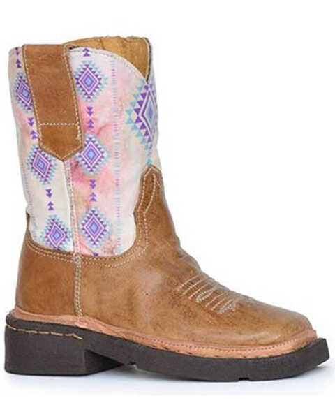 Image #1 - Roper Toddler Girls' Western Boots - Square Toe, Tan, hi-res