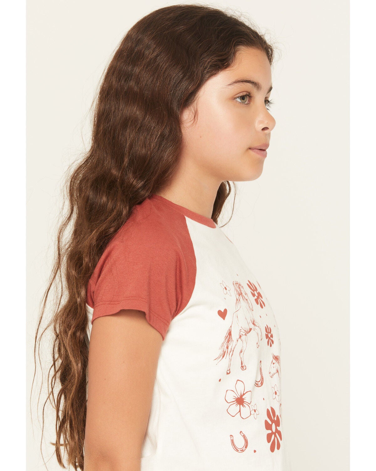 Image #2 - Rock & Roll Denim Girls' Conversational Print Short Sleeve Raglan Tee, Natural, hi-res