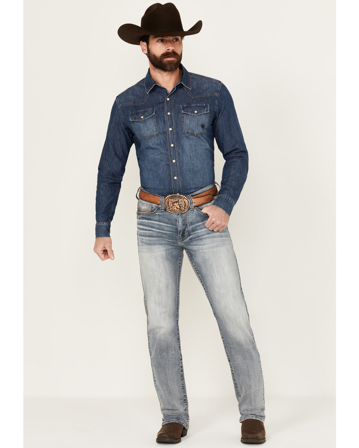 Image #1 - Cody James Men's Light Wash Stampede Slim Straight Stretch Denim Jeans, Light Wash, hi-res