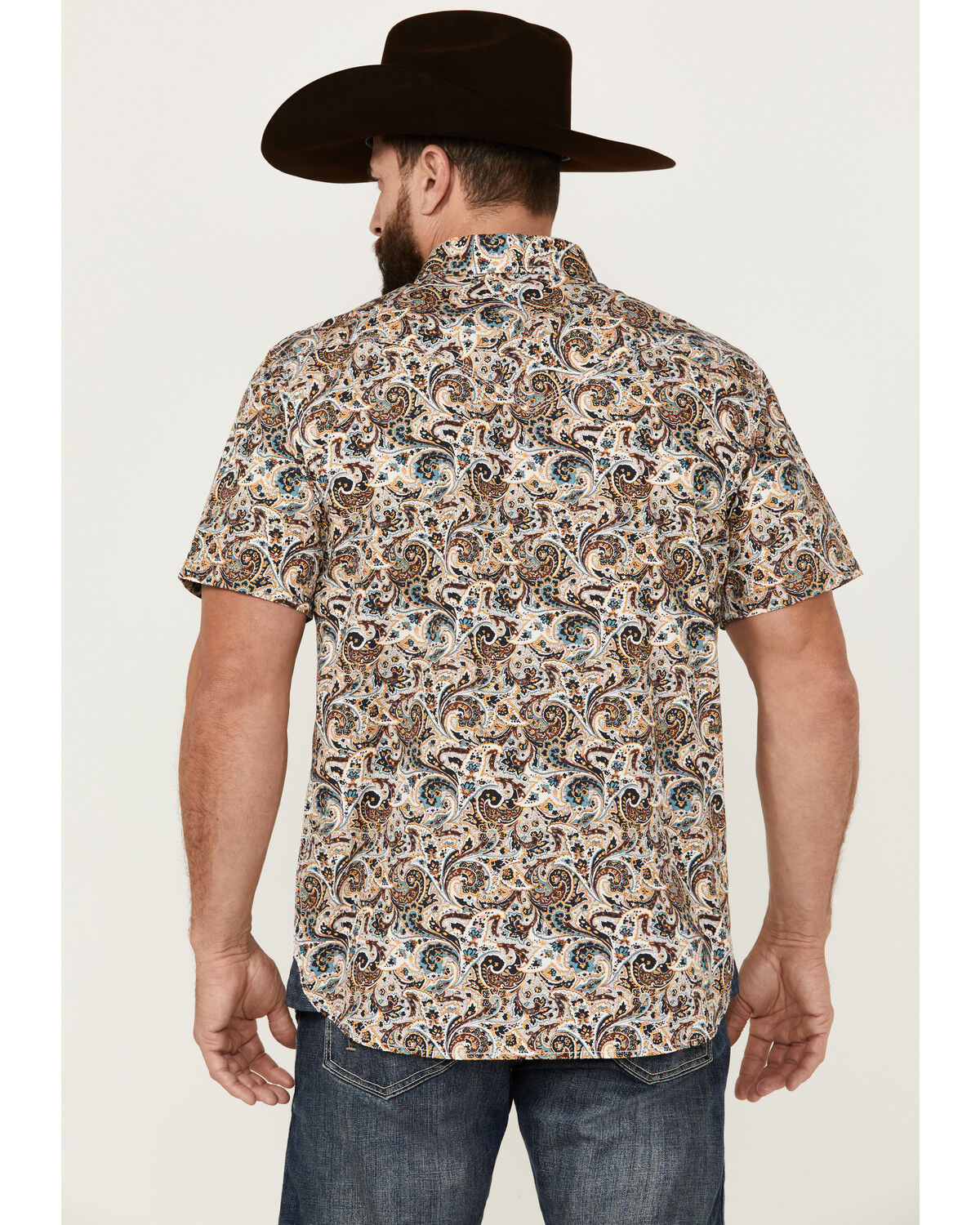 Image #4 - Moonshine Spirit Men's Sicilly Paisley Print Short Sleeve Snap Western Shirt, Multi, hi-res