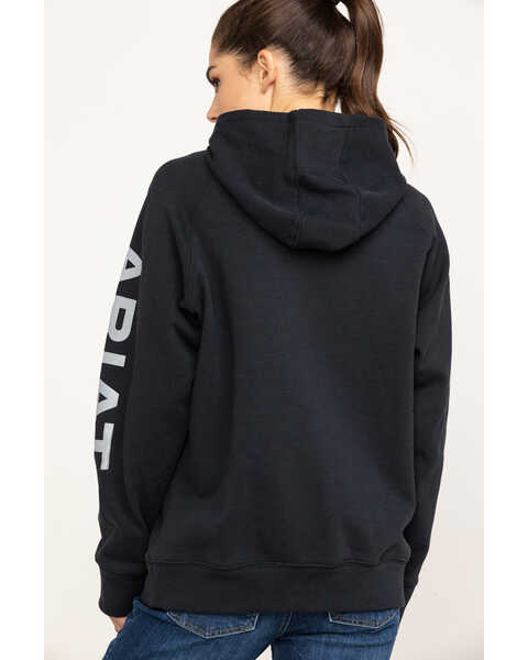 Image #2 - Ariat Women's FR Primo Fleece Logo Hooded Sweatshirt, Black, hi-res