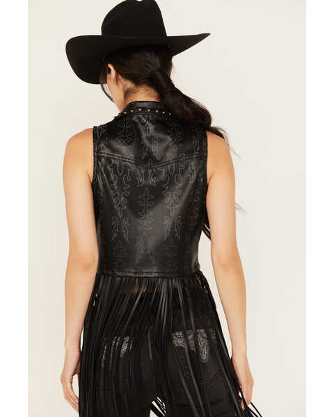 Image #4 - Rock & Roll Denim Women's Embellished Long Fringe Vest , Black, hi-res
