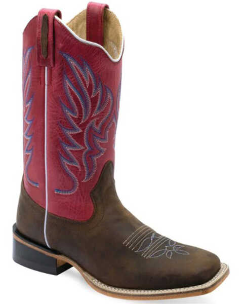 Image #1 - Old West Women's Western Boots - Broad Square Toe , Brown, hi-res