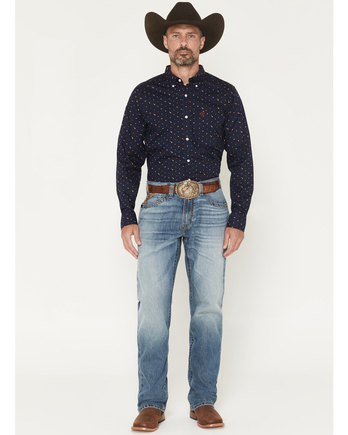 Image #1 - Ariat Men's M4 Rogers Medium Wash Relaxed Bootcut Denim Jeans - Big, Medium Wash, hi-res