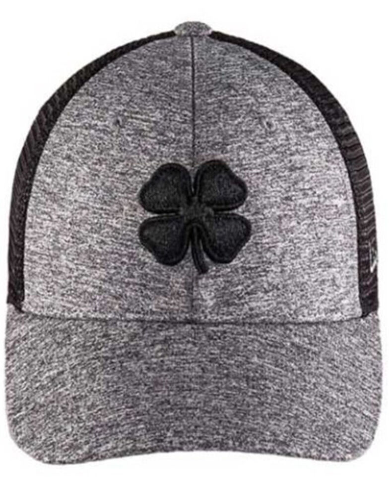 Black Clover Men's Heather Grey & Black Logo Mesh-Back Fitted Ball Cap , Heather Grey, hi-res