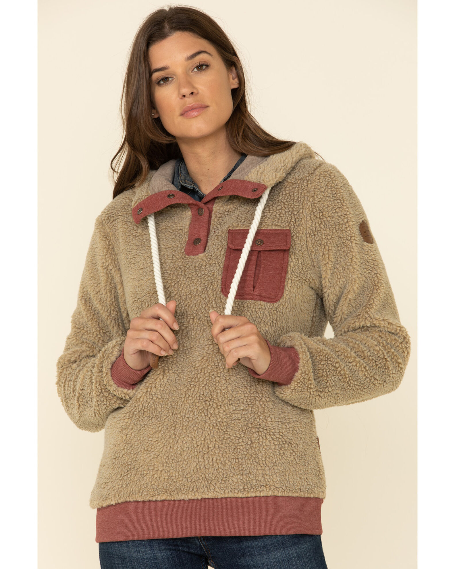 Tan sherpa pullover hot sale