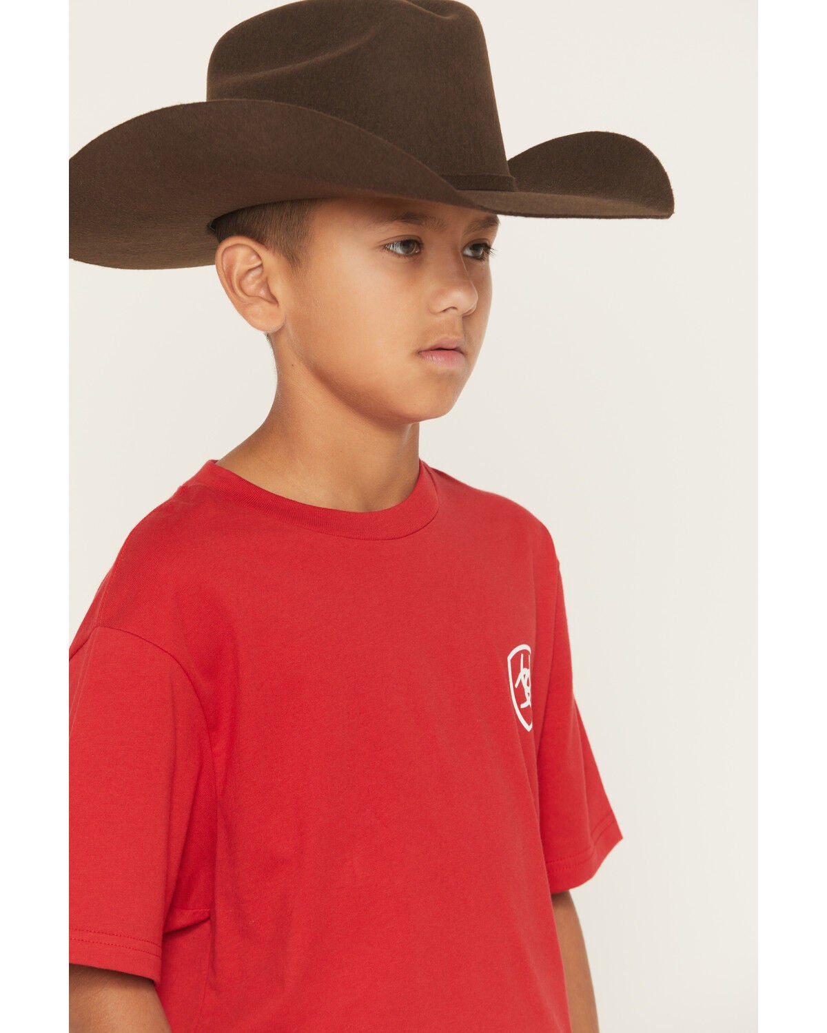 Image #3 - Ariat Boys' Boot Barn Exclusive Etched Bison Flag Short Sleeve Graphic T-Shirt, Red, hi-res