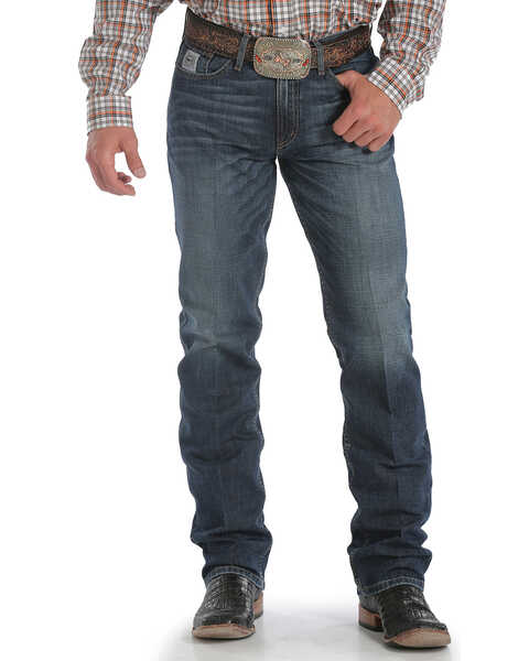 Image #2 - Cinch Men's Silver Label Dark Wash Mid Rise Slim Straight Performance Jeans, Dark Stone, hi-res