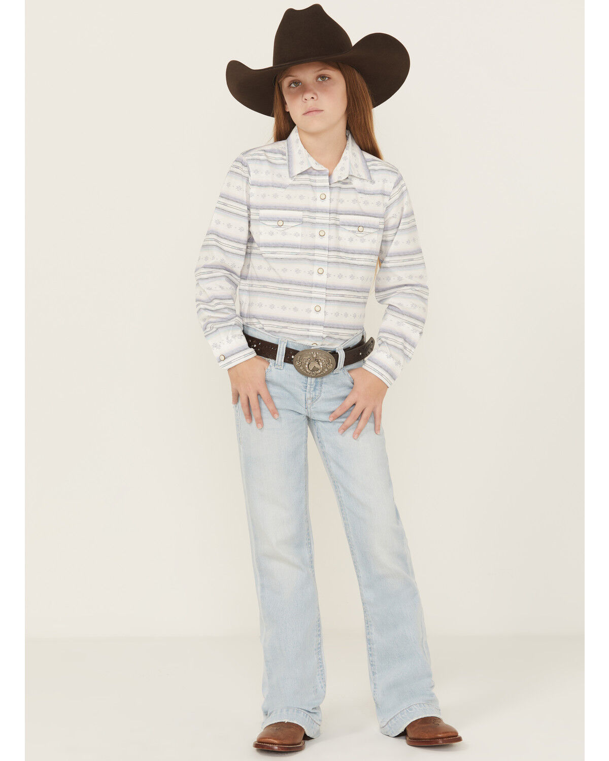 Image #1 - Ariat Girls' Light Wash Trouser Stretch Denim Jeans, Light Wash, hi-res