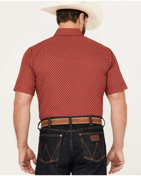Image #4 - Ely Walker Men's Print Short Sleeve Pearl Snap Western Shirt, Red, hi-res
