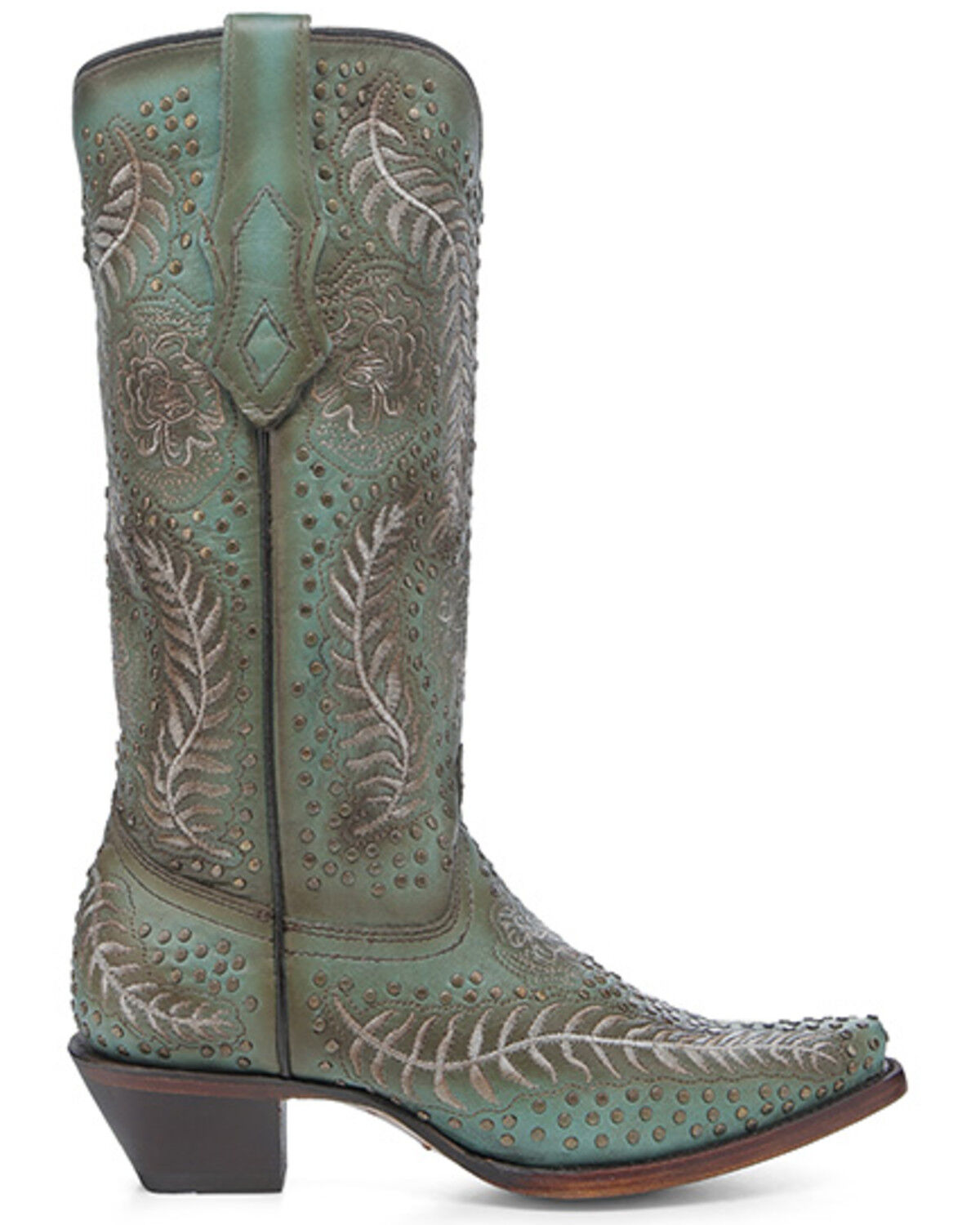 Image #2 - Corral Women's Studded Tall Western Boots - Snip Toe, Turquoise, hi-res