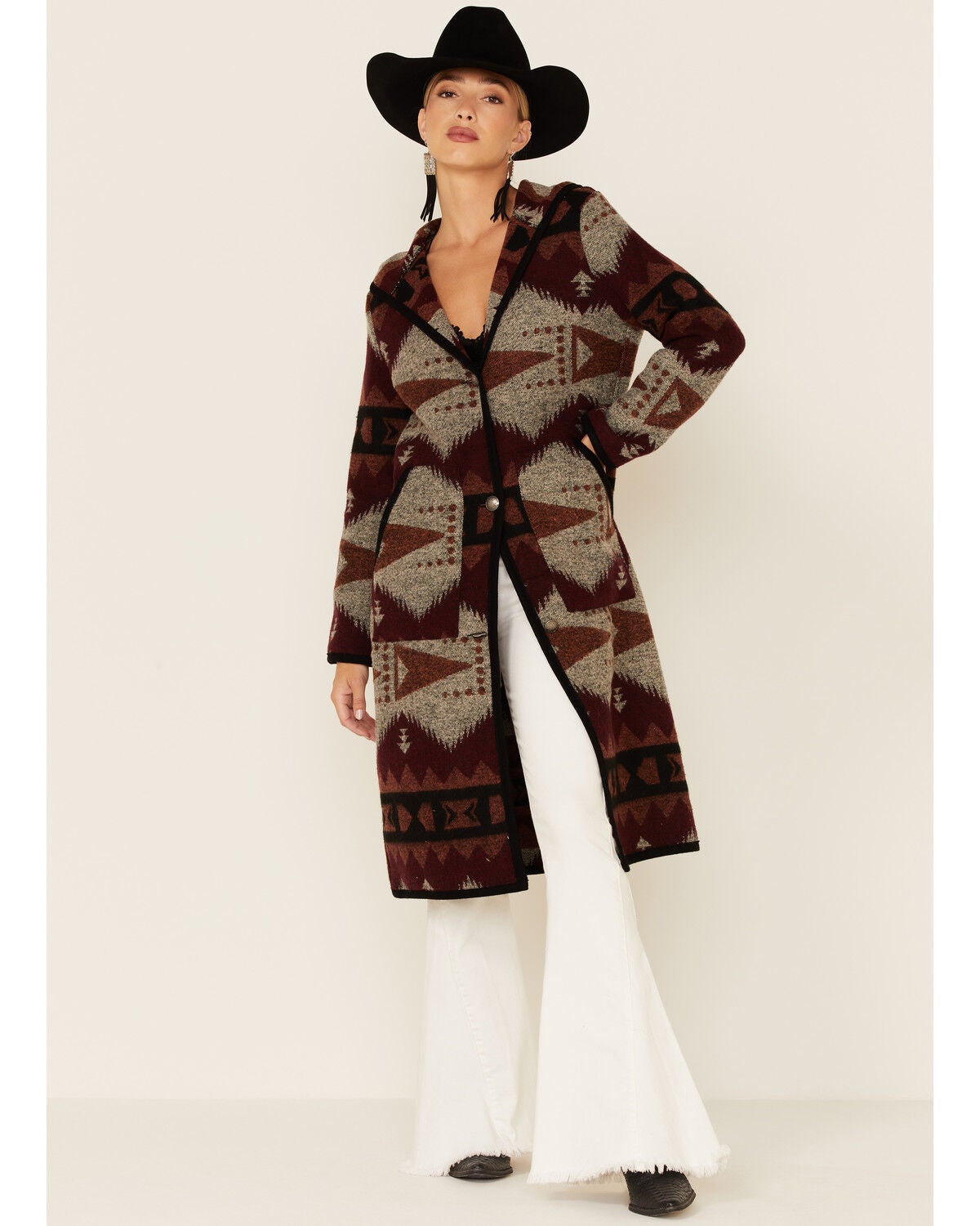 Image #1 - Circle S Women's Southwestern Blanket Hooded Duster, , hi-res