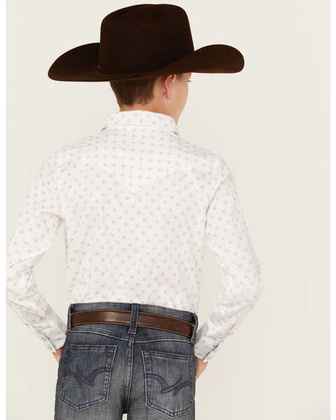 Image #4 - Cody James Boys' North Star Geo Print Long Sleeve Pearl Snap Western Shirt , Ivory, hi-res