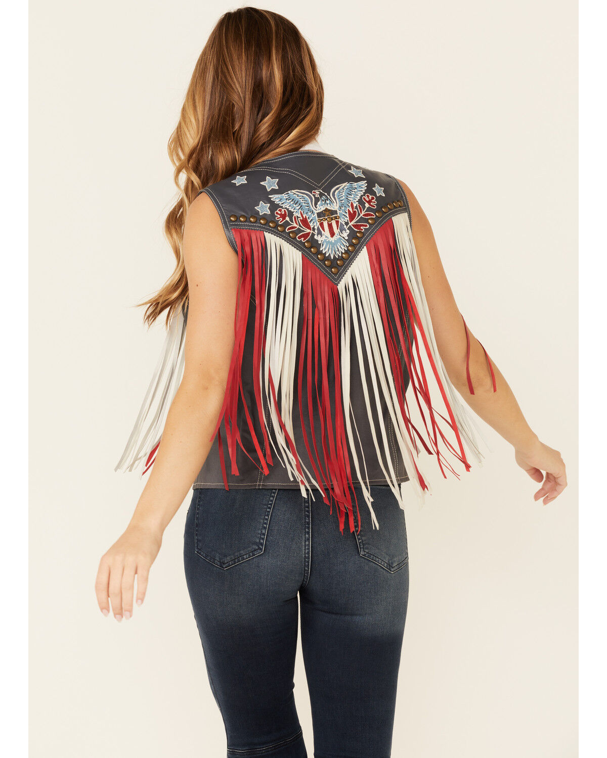 Image #4 - Double D Ranch Women's Indigo Eagle Live Tie-Front Vest, Indigo, hi-res