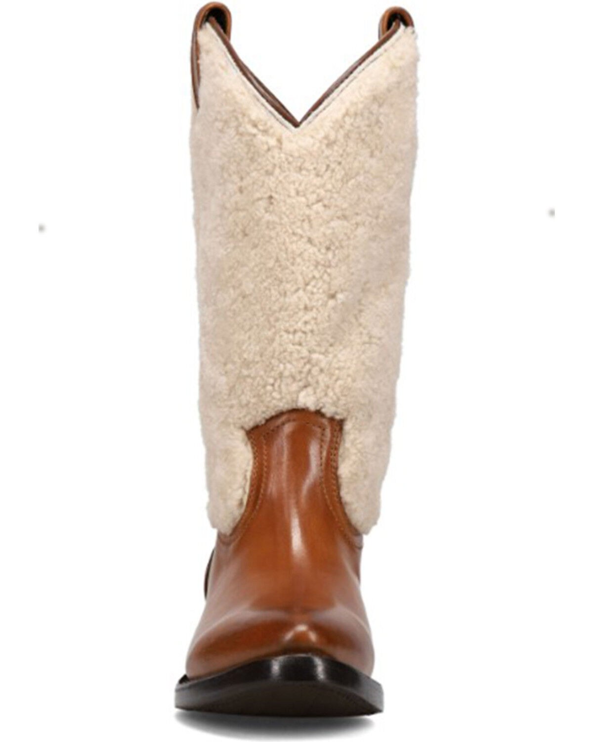 Image #4 - Frye Women's Billy Pull-On Shearling Western Boots - Round Toe, Caramel, hi-res