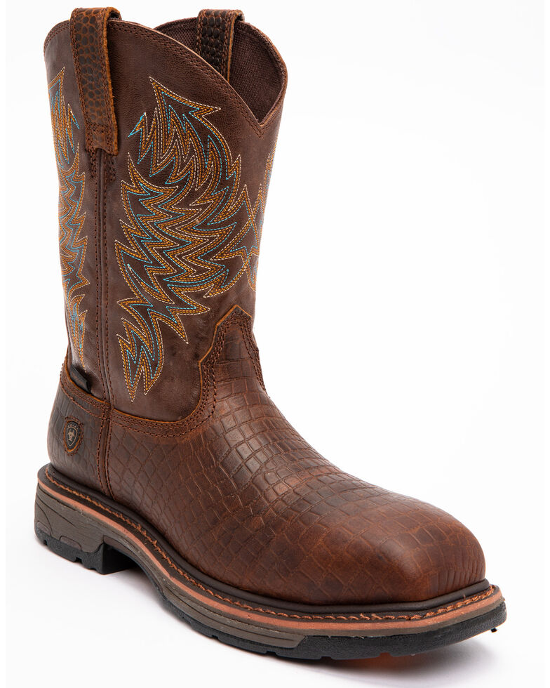 Ariat Brown Croc Print Workhog Work Boots - Composite Toe | Sheplers