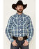 West Made Men's Dobby Plaid Long Sleeve Pearl Snap Western Shirt , Blue, hi-res