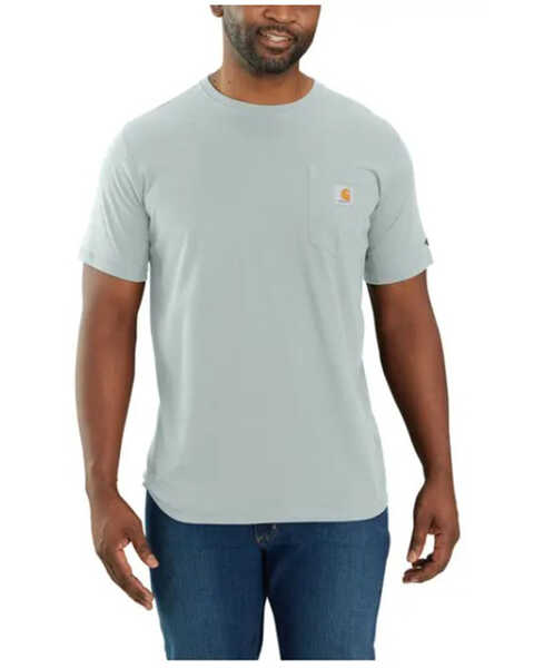 Image #1 - Carhartt Men's Force Relaxed Fit Midweight Short Sleeve Pocket T-Shirt, Seafoam, hi-res