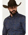 Image #2 - Cody James Men's Meadowlark Floral Print Long Sleeve Button-Down Stretch Western Shirt, Navy, hi-res