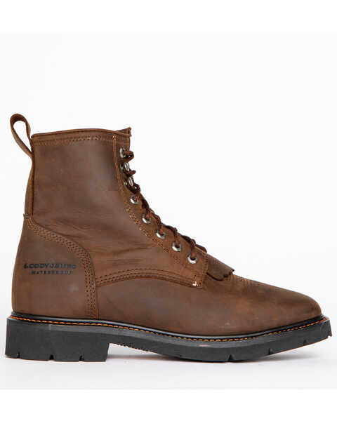 Image #2 - Cody James Men's 8" Waterproof Lace-Up Kiltie Work Boots - Square Toe, Brown, hi-res