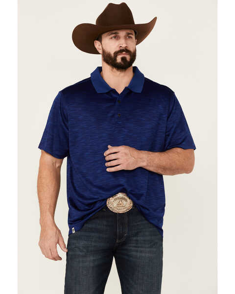Image #1 - RANK 45® Men's Elite Stripe Short Sleeve Performance Polo Shirt , Blue, hi-res