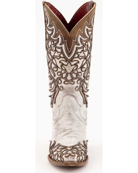Image #4 - Ferrini Women's Ivy Vintage Embroidered Western Boots - Snip Toe, White, hi-res
