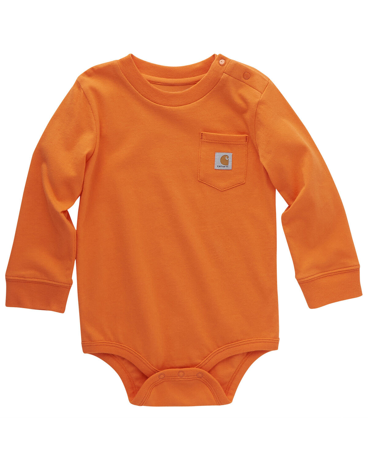 Image #1 - Carhartt Infant Boys' Long Sleeve Pocket Onesie, Orange, hi-res