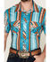 Image #3 - Rock & Roll Denim Men's Southwestern Striped Short Sleeve Snap Stretch Western Shirt, Turquoise, hi-res