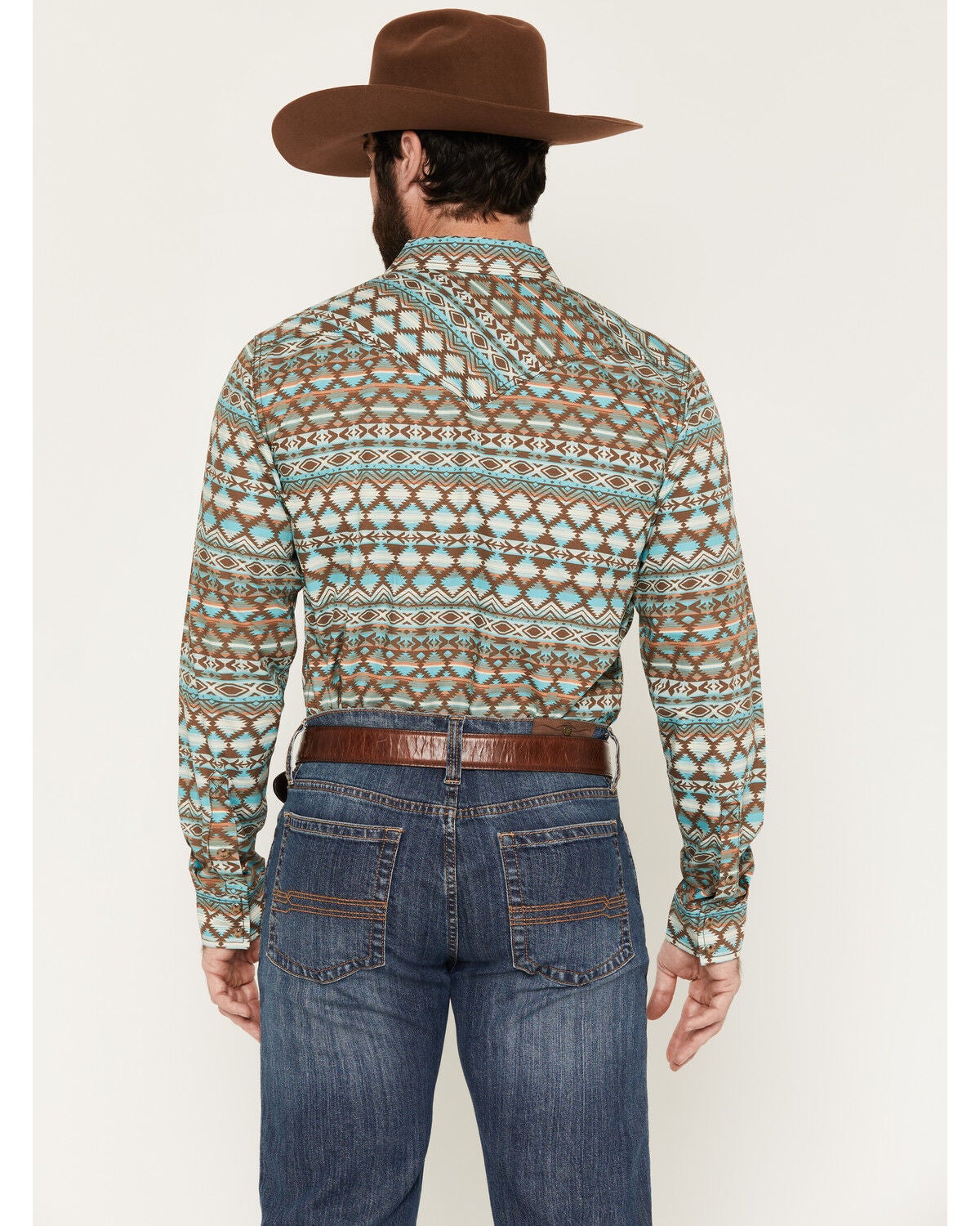 Image #4 - Cody James Men's Woodward Southwestern Long Sleeve Snap Western Shirt, Brown, hi-res
