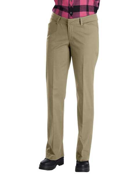 Image #2 - Dickies Women's Relaxed Stretch Twill Pants, Khaki, hi-res