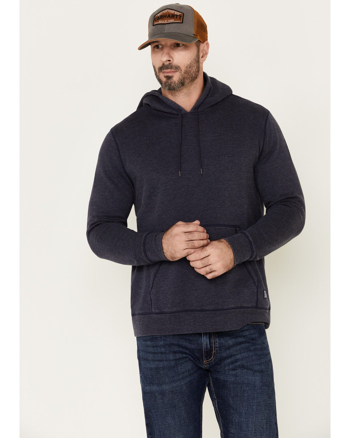 Image #2 - Flag & Anthem Men's Navy Colerain Burnout Fleece Hooded Sweatshirt, Navy, hi-res