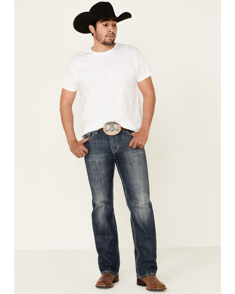 Rock & Roll Denim Men's Dark Double Barrel Relaxed Straight Leg Jeans, Blue, hi-res