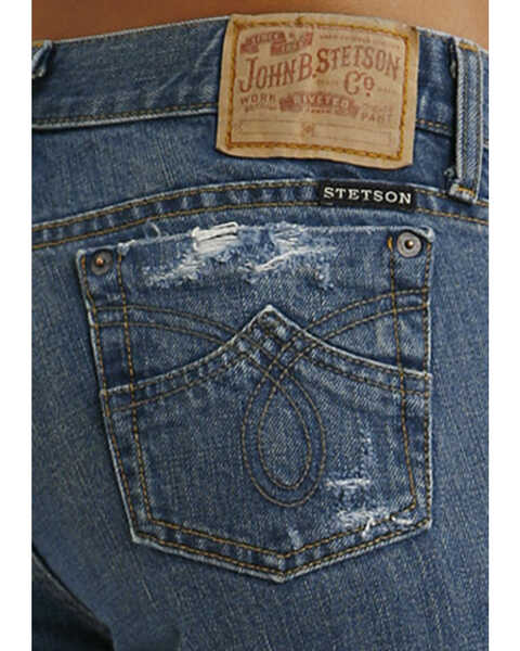 Stetson Women's 816 Fit Distresed Bootcut Jeans, Denim, hi-res