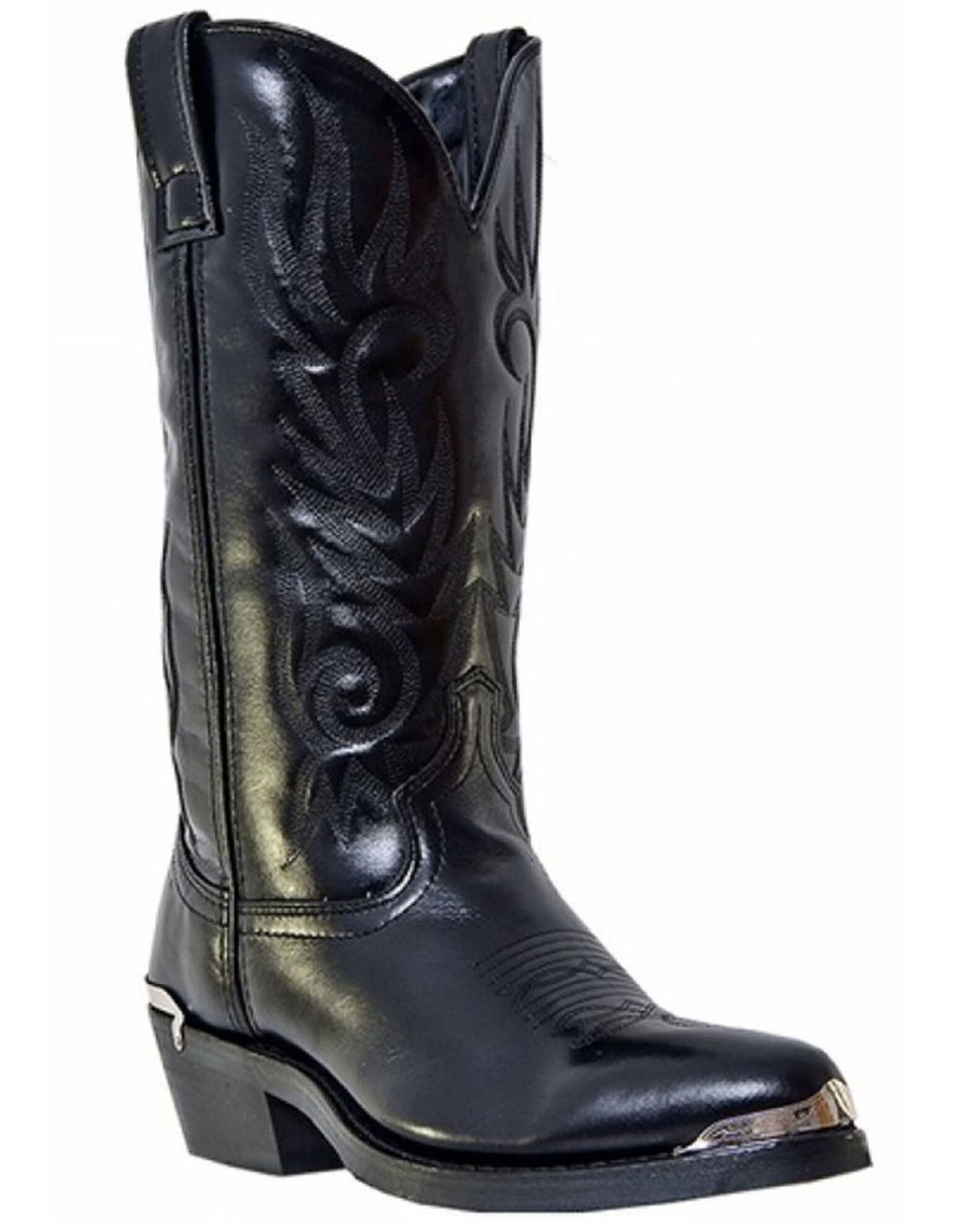 Men's black round toe cowboy boots discount
