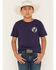 Image #2 - Sable Sky Boys' Eagle And Flag Short Sleeve Graphic T-Shirt, Navy, hi-res