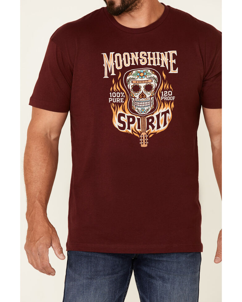Moonshine Spirit Men's Maroon Guitar Fire Graphic Short Sleeve T-Shirt , Maroon, hi-res