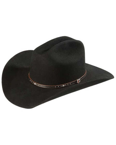 Image #2 - Justin Black Hills 2X Felt Cowboy Hat, Black, hi-res
