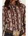 Image #3 - Wrangler Retro Women's Southwestern Print Long Sleeve Pearl Snap Western Shirt, Burgundy, hi-res