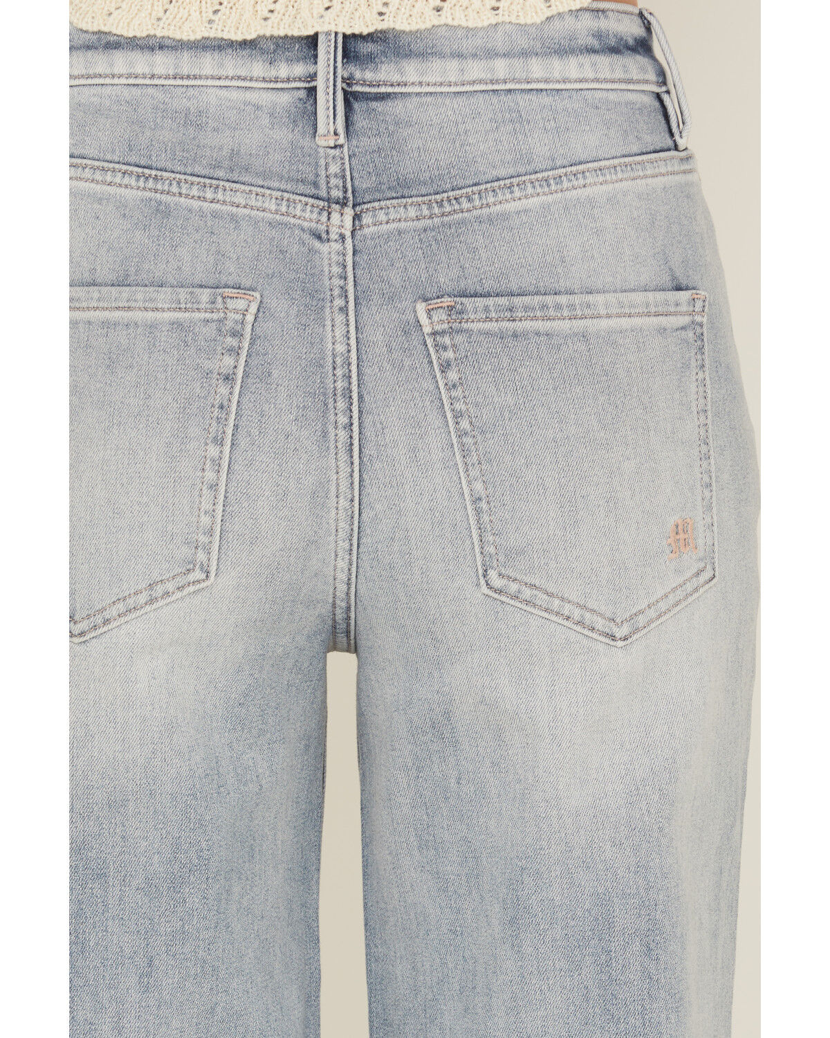 Image #4 - Miss Me Women's Light Wash High Rise 32" Super Wide Stretch Denim Jeans, Light Wash, hi-res