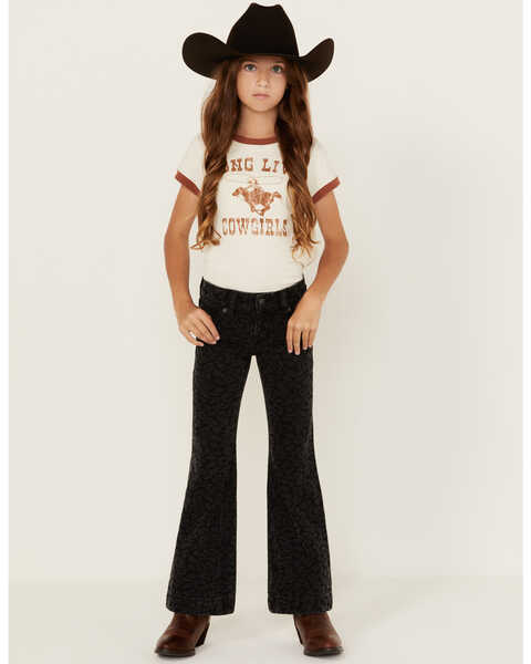 Rock & Roll Denim Girls' Cheetah Print Trouser Jeans , Black, hi-res