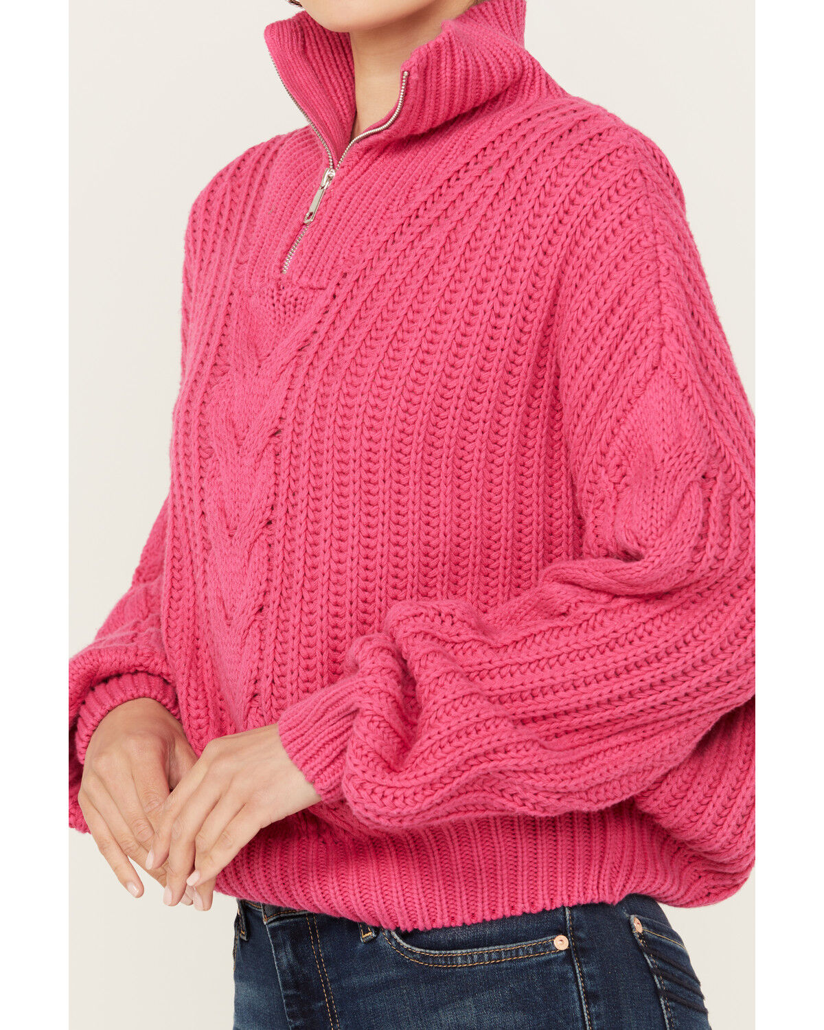 Image #3 - Revel Women's Quarter Zip Cable Knit Sweater, , hi-res