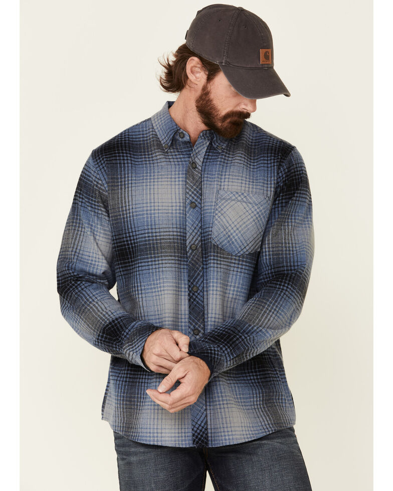 North River Men's Plaid Long Sleeve Western Flannel Shirt , Blue, hi-res