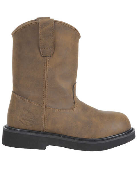 Georgia Boot Youth Boys' Pull On Work Boots - Round Toe, Brown, hi-res